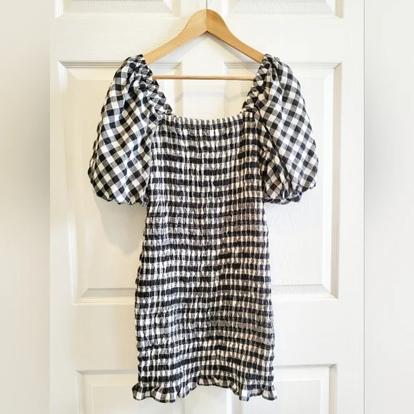 Endless Rose | Dresses | Endless Rose Gingham Print Ruched Puff Sleeve Mini  Dress | Poshmark